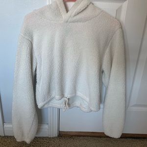 Crop white furry hoodie